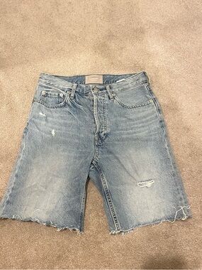 Light Wash Distressed Denim Cutoff Shorts